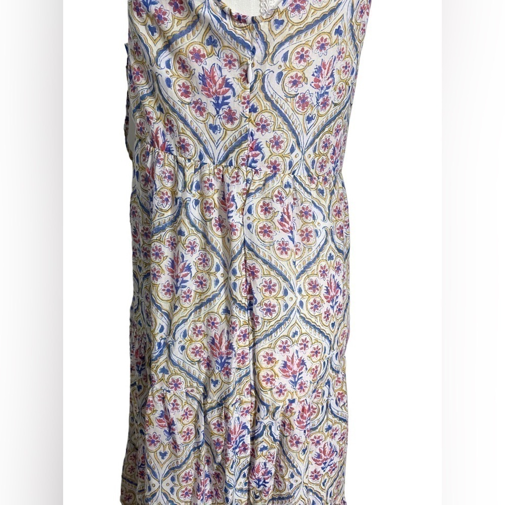 IBIZA VINTAGE FLORAL MOSAIC SLEEVELESS BOHO TIERED MAXI DRESS - Picture 3 of 13